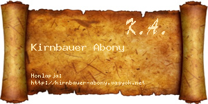 Kirnbauer Abony névjegykártya
